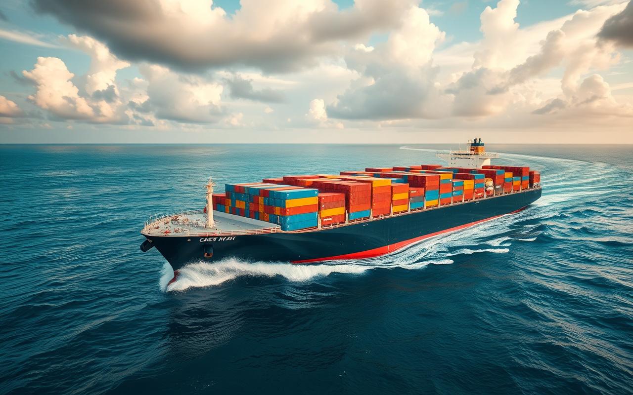 Container ship at sea